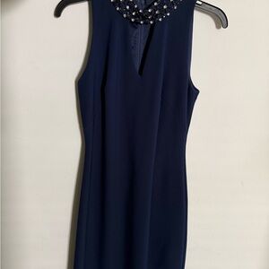 Elegant Navy Blue Sleeveless Dress